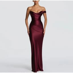 New One Shoulder Satin Women 's Maxi Dress Cowl Neck Ruched Waist Bodycon Dresses Summer Woman Formal Evening Party Vestidos