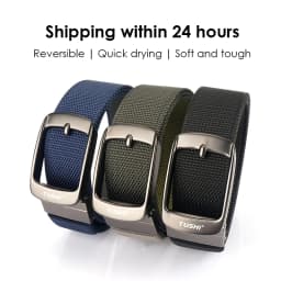 KOLBER New Reversible Belt for Men Alloy Silver Automatic Buckle Casual Belt Tight Nylon Outdoor Work Belt Black Waistband Male