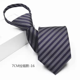 New 7cm Mens Tie Pre-tied Easy Wear Neck Tie Business Wedding Zipper Lazy Pre-tied Korean Style Striped Plaid Solid Necktie
