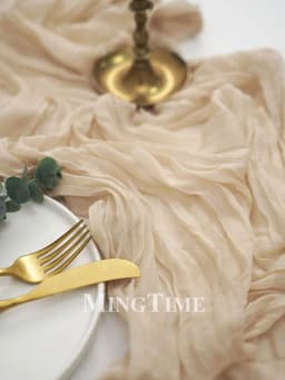 Pleated Table Runner Semi-Sheer Gauze Sage Cheesecloth Table Dining Vintage Wedding Party Bridal Christmas Decoration