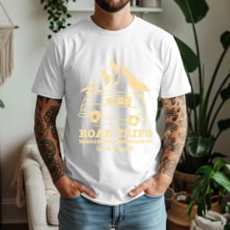 2026 Summer 100% Cotton Road Trips Graphic Oversized Tee Road Trips Camper Van Outdoor Themed Short Sleeve
