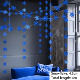 4M Silver Gold Snowflake Garlands for Christmas Tree Hanging Decor Winter Wonderland Party Fake Snow Decoration Paper Streamers