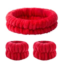 Velvet soft elastic headband face washing and makeup headband hair tie face washing waterproof wrist strap and heanband set