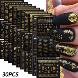 30 Sheets Christmas Nail Art Stickers Self Adhesive 3D White Snowflake Nail Decals Xmas Nail Supplies Christmas Manicure Sliders