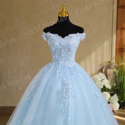 Customized Color Sweet 16 Dress Off Shoulder Plus Size Vestido De Noiva Sky Blue Quinceanera Dress Ball Gown Flower Women