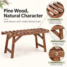 3 Pack Wooden Plant Stands Pine Wood Plant Shelf Set 70cm Wide Freestanding Flower Pot Display for Living Room Balcony