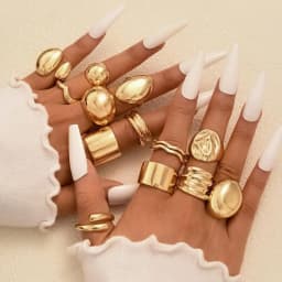 New 10Pcs/Set Irregular Smooth Rings Set for Women Geometric Exaggerated Gold Color Finger Rings Vintage Fashion Party Jewelry