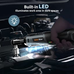 TaskStar Cordless Ratchet Wrench Kit 3/8-inch Ratchet 40N.m(max) Electric Power Angle Wrench with Variable Speed Trigger 0-200 RPM, Handheld Car Disassembly Tool with 2 Packs 2000mAh Lithium-Ion Battery&1 Charger&7 Sockets