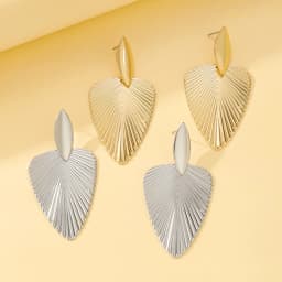 Advanced Metal Textured Leaf Pendant Big Earrings Women's Exaggerated Fashion Party Jewelry Gold Color Geometry Drop Earring