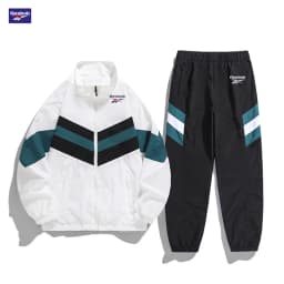Reebok Men's Spring/Autumn Casual Jacket Windproof Two-Piece Set, Retro Street Style Color-Contrast Design, Overseas Street Tren