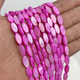 Oval Colorful Shell Beads Rice Shape Natural Mother of Pearl Shell Spacer Beads for Jewelry Making DIY Craft Accessories 15"