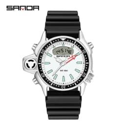 SANDA Sport Men Quartz Digital Watch Creative Diving Watches Men Waterproof Alarm Watch Dual Display Clock Relogio Masculino