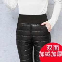 Women Warm Down Cotton Pencil Pants Patchwork High Waist Stretch Velvet Sweatpants Female Casual Skinny Snow Winter Trousers 6XL