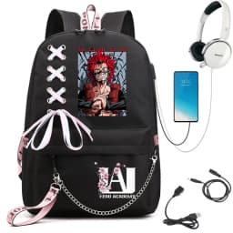 My Hero Academia Anime Print Student Backpack with Webbing Straps Girls School Bag Lightweight Casual Daypack