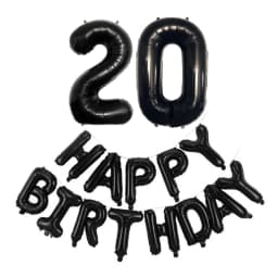 Black 32-Inch Number 1-30 Balloons and 16-Inch 'Happy Birthday' Letter Foil Balloons Set Birthday Party Decoration Supplies