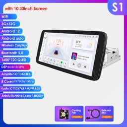 10.33inch 1 DIN Universal Android Car Radio Multimedia Video Player Rotatable Auto Touch Screen DSP Carplay Headunit WIFI 7862