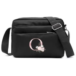 New Simple Black Storage Bag Multi-layer Travel Leisure One Shoulder Crossbody Bag Pink Flower Letter Series Printing Pattern