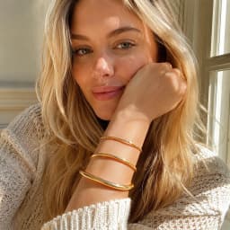 MamacitaSlay 316L Stainless Steel Stackable Hammered Textured Thin Smooth Bracelet 18K Gold Plated Waterproof Women Jewelry Gift