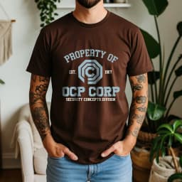 2026 Summer 100% Cotton OCP CORP Graphic Oversized Tee OCP CORP 1987 RoboCop Sci-Fi Retro Themed Short Sleeve