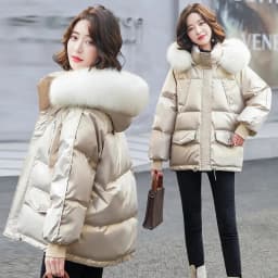 2026 Winter Fashion New Warm Duck Down Jacket Women's Clothes Glossy Fur Collar Thicken Parka Short Down Coat Female Trend
