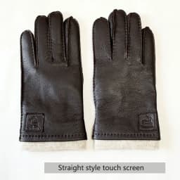 Deer Skin Gloves Men's Touch Screen Dark Brown Genuine Leather Retro Style Autumn and Winter Warm Motorcycle Riding Gloves