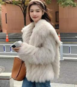 Imitation Fur Short Coat Woven Rex Rabbit Fur Green Long Hair Lapel Winter Coat