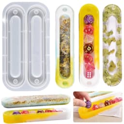 7 Slots Resin Dices Storage Box Crystal Epoxy Resin Mold DIY Rectangle Dice Case Holder Organizer Silicone Mold