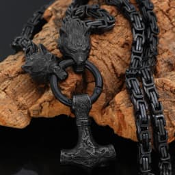Nordic Celtic Wolf Men's Necklace Viking Wolf Head Stainless Steel Pendant scandinavian Rune Accessories norse Amulet Jewelry