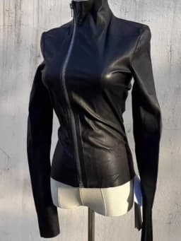Black Slim Long Sleeve Leather Jacket Women Darkly Gothic Zipper Thin Skinny Coat Female Hepburn Y2k Vintage Clothes Hot Girl