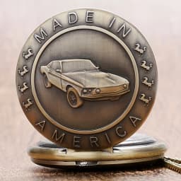 Bronze Mustang Car Pocket Watch - Perfect Birthday Gift for Teens