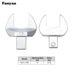 Fanyaa Square Drive 9x12 Open End Wrench Interchangeable Torque Head, Individual Crowfoot Wrench Full Polish 7-19mm