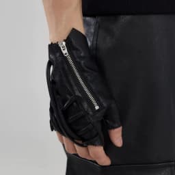 Strap Design Techwear Style Zipper Tactical Leather Gloves Men Women Vintage Hip Hop Punk Fingerless Gloves
