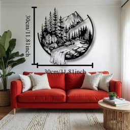 Elegant Iron Wall Hanging Black Mountain Sword Cutout Metal Art for Indoor Decor TV Background Wall Decoration