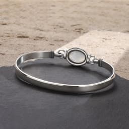 Vintage 925 Silver Bangle Natural Oval Moonstone Bangle Bracelets Handmade Birthstone Bangle Gifts Fine Jewelry for Women Men