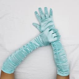 Long Satin Wave Pattern Micro Reflective Light Wedding Party Noble Style Women Gloves Lady Slender COS Graduation Mittens Nv5