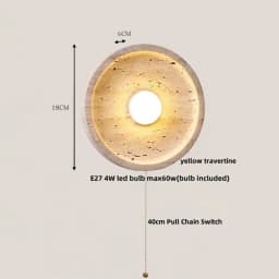 IWHD Nordic Modern LED Wall Lights Living Dining Room Bar Yellow Travertine Interior Home Decor Creatvie Bedside Lamp Lamparas