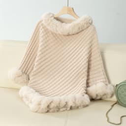 New In Winter Solid Color Fur Collar Pullover Shawl Women Fashion Thick Warm Knitted Poncho Casual Luxury Cape Outerwears