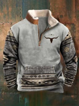 Spring Autumn New Men Wool Collar Half-zipper Hoodies Sweatshirts Print Casual European American Trend Jacket Long-sleeved Tops
