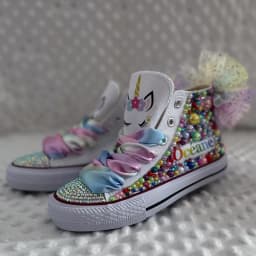 Dollbling Shell Simulation DIY Bling Handmade Shoes Canvas Mermaid Theme Kids High Top Pearls Sneakers Under the Sea Shoes