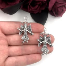 2pcs Gothic Baphomet Satanic Goat Lucifer Sigil Pendant DIY Necklace Key Chain Earrings Handmade Jewelry Accessories