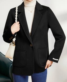 Women's Suit Collar Double-sided Cashmere Wool Coat 2024 Fall Winter Chic Ladies Single Button Loose 100% Woolen Blazer Jackets