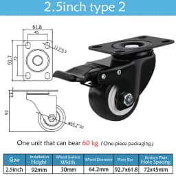 1.5-5 Inch Polyurethane Swivel Caster M6/M8-M12 Screw For Furniture Wheel Caster Wheels 360° Caster Wheel Industrial With Brake