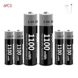 Kuugro 1.5V AAA USB Li-ion Rechargeable Battery Aaa 1.5V 1100mWh Lithium Batteries with 4-in-1 Cable for Toys Camera Flashlight