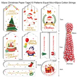 50pcs Merry Christmas Kraft Paper Tags DIY Gift Wrapping Decor Gift Card Xmas tree Hanging Label Christmas new year party favors