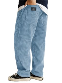 Autumn Winter Fashion Men's Solid Color Simple Basic Casual Trendy Loose Wide Leg Straight Corduroy Trousers Male Pants Clothes