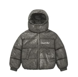 Y2K Puffer Jacket for Women Black Leopard Print Hooded Zip Up Oversized Quilted Padded Coat Autumn Winter Everyday Streetwear