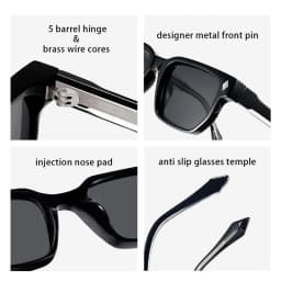 SHAUNA Retro Rivet Rectangle Sunglasses UV400 Sun Glasses