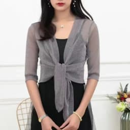 Women's Sheer Glitter Lace-up Cardigan Lightweight Jacket Half Sleeve Summer See-through Loose Blouse Women