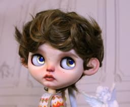 Blythes Doll Wig Fits Into the 1/6 Style Male European Style Curly Hair With Highlights Dark Brown Mixed Light Imitation Mohair