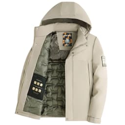 Winter Graphene Three Proof Wool Parkas New Thickened Warm Velvet Clothing Cotton Clothes Men's Fashion Detachable Hooded Jacket